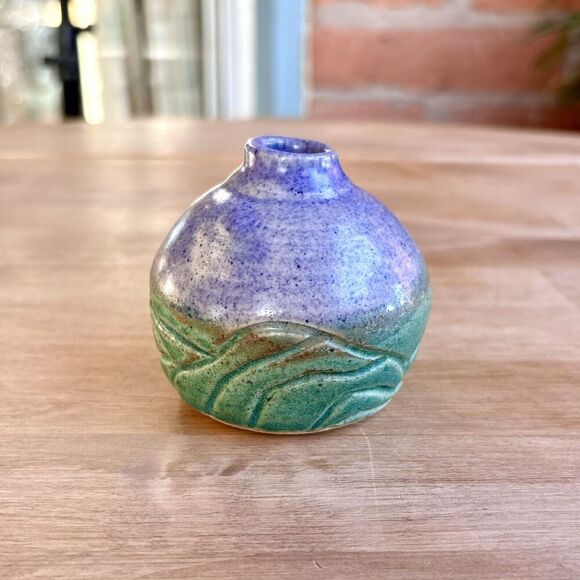 Vintage Studio Art Pottery Bud Vase Signed Martha ’99 Ceramic Hand Thrown - Picture 9 of 10